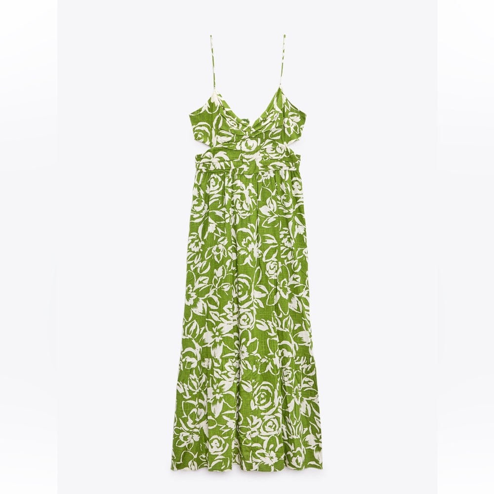 Green Printed Midi Dress